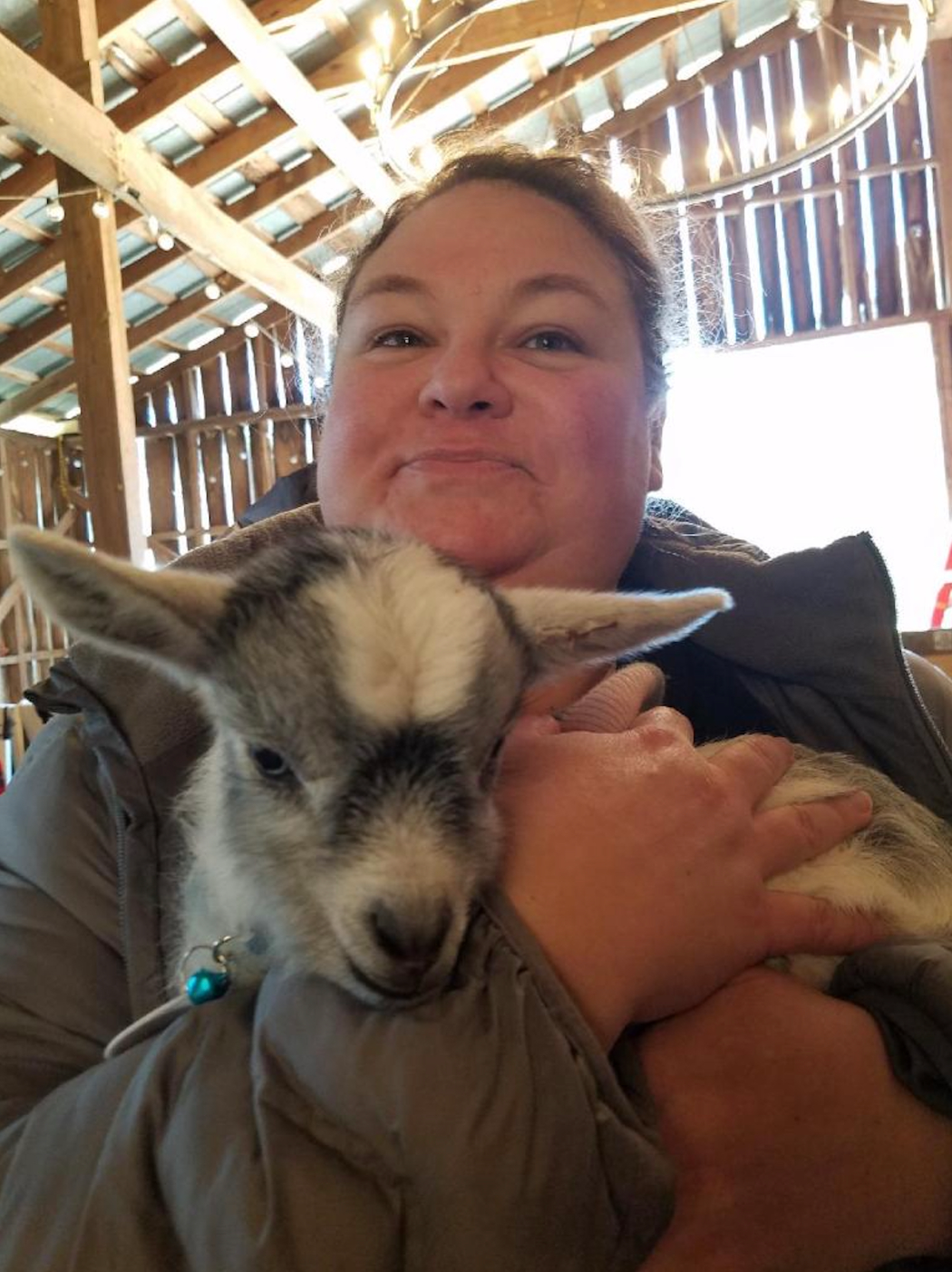 Christina with a baby goat